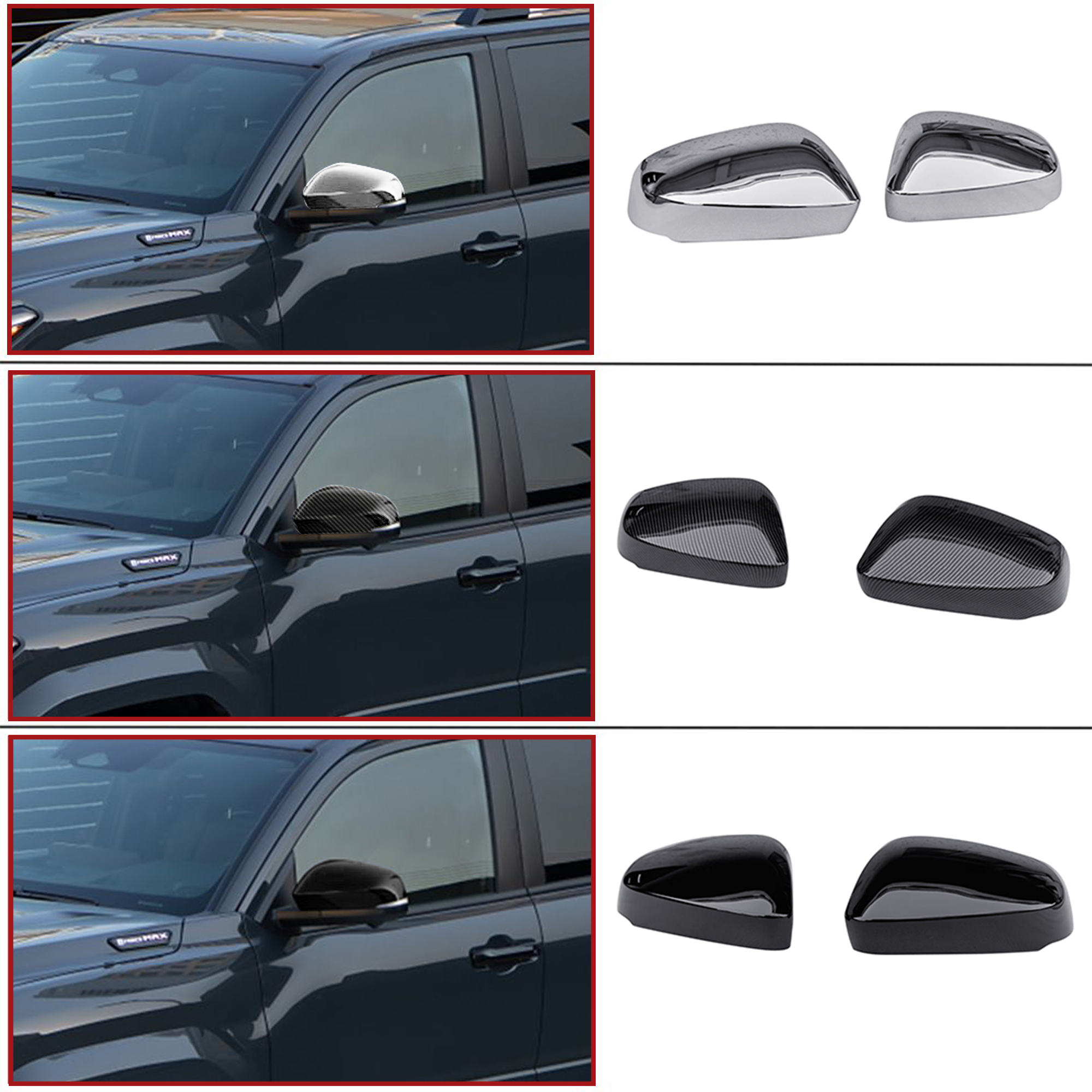 2PCS Rearview Side Mirror Cover Trim For Toyota Tundra 2022-2025 / 4Runner 2025 / Tacoma 2024 2025