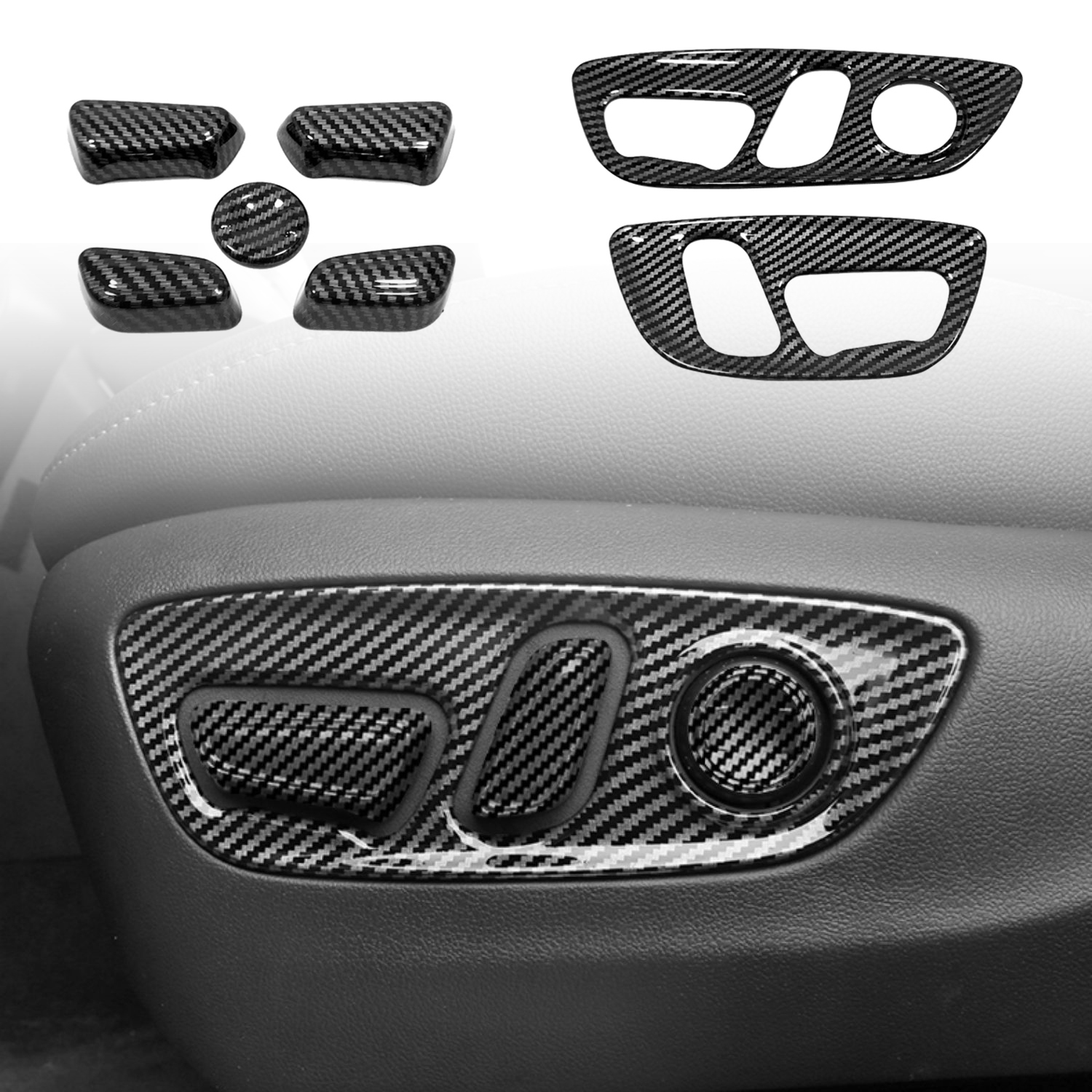 Carbon Style Car Seat Adjustment Button Switch Knob Panel Cover Moulding Trim For Toyota Grand Highlander 2021-2024/ Highlander 2020-20...