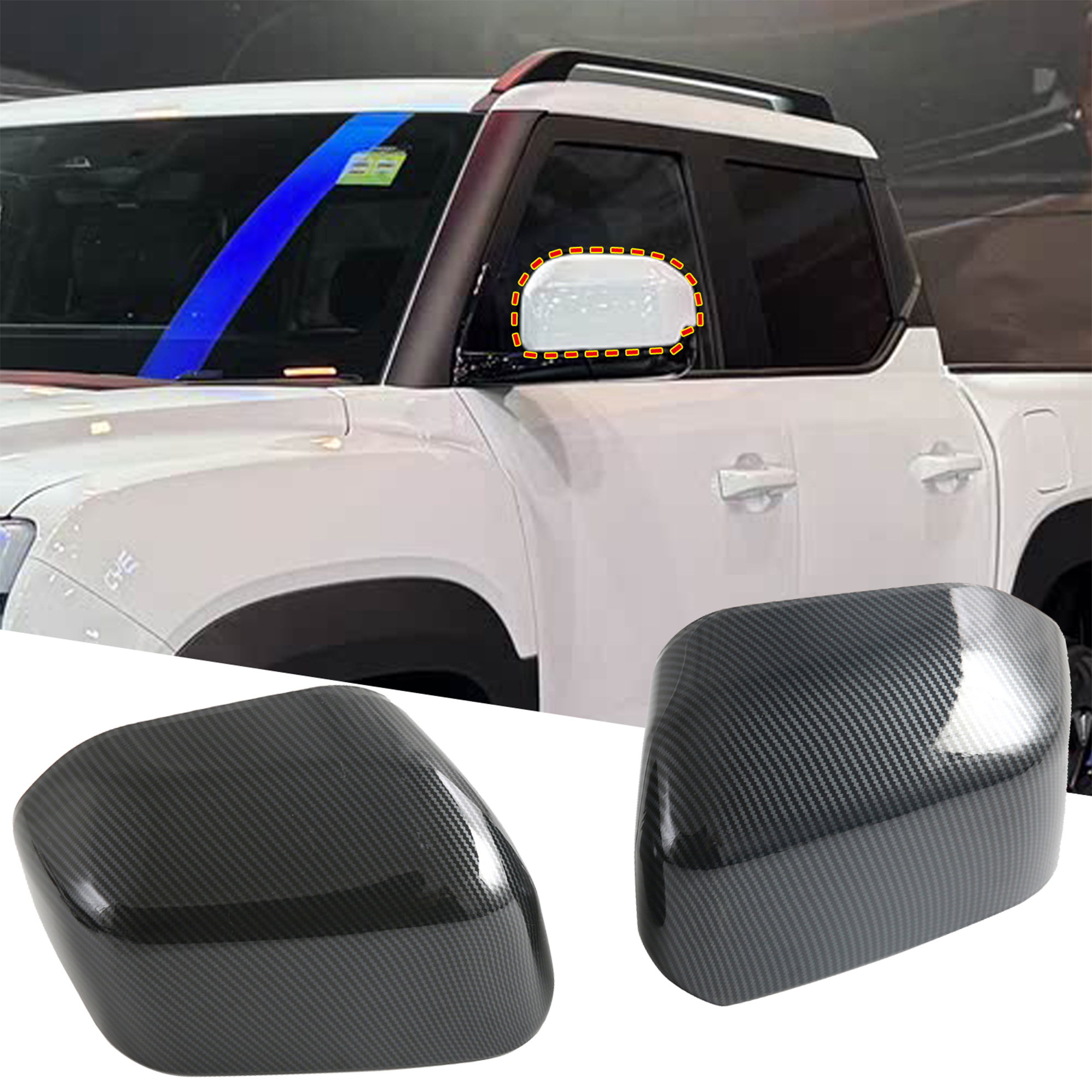2PCS ABS Side Rearview Mirror Overlay Cover For BYD SHARK 2024 2025 LHD