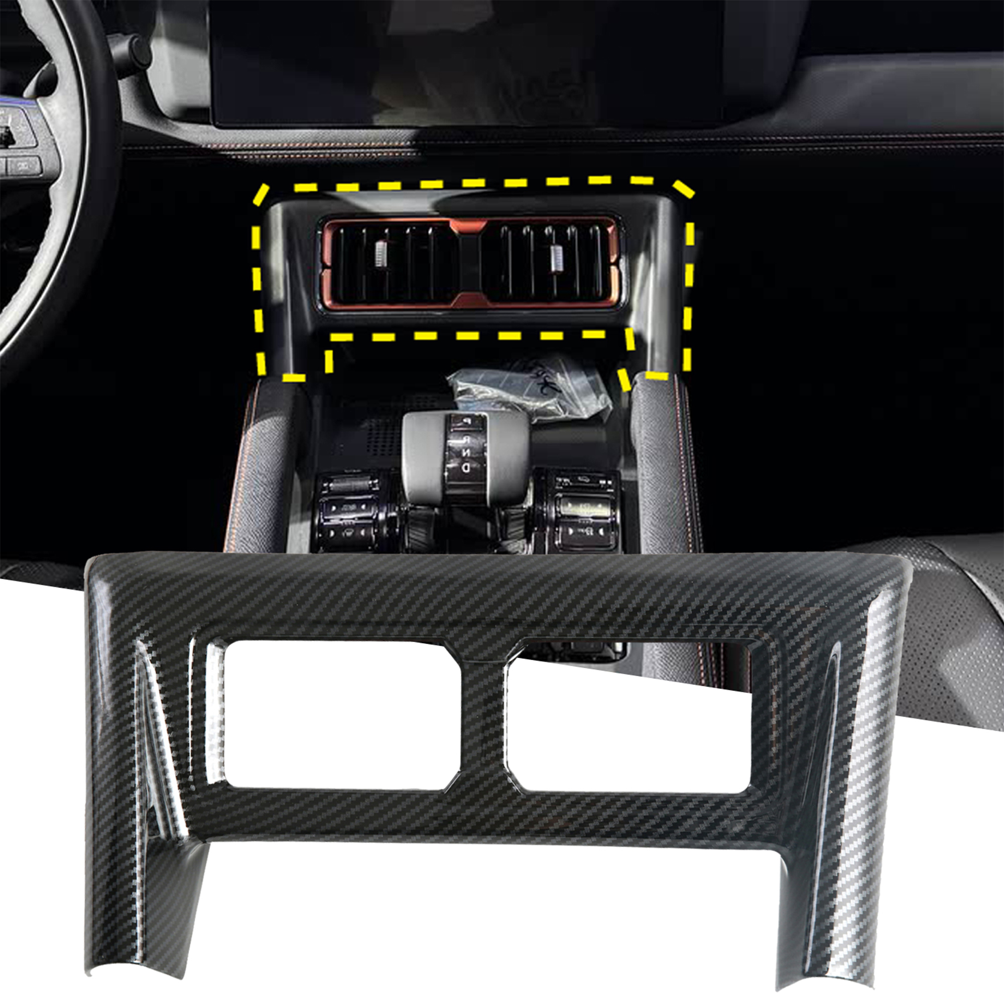 Carbon Style Central control Air Condition Vent Outlet Cover Trim For BYD SHARK 2024 2025