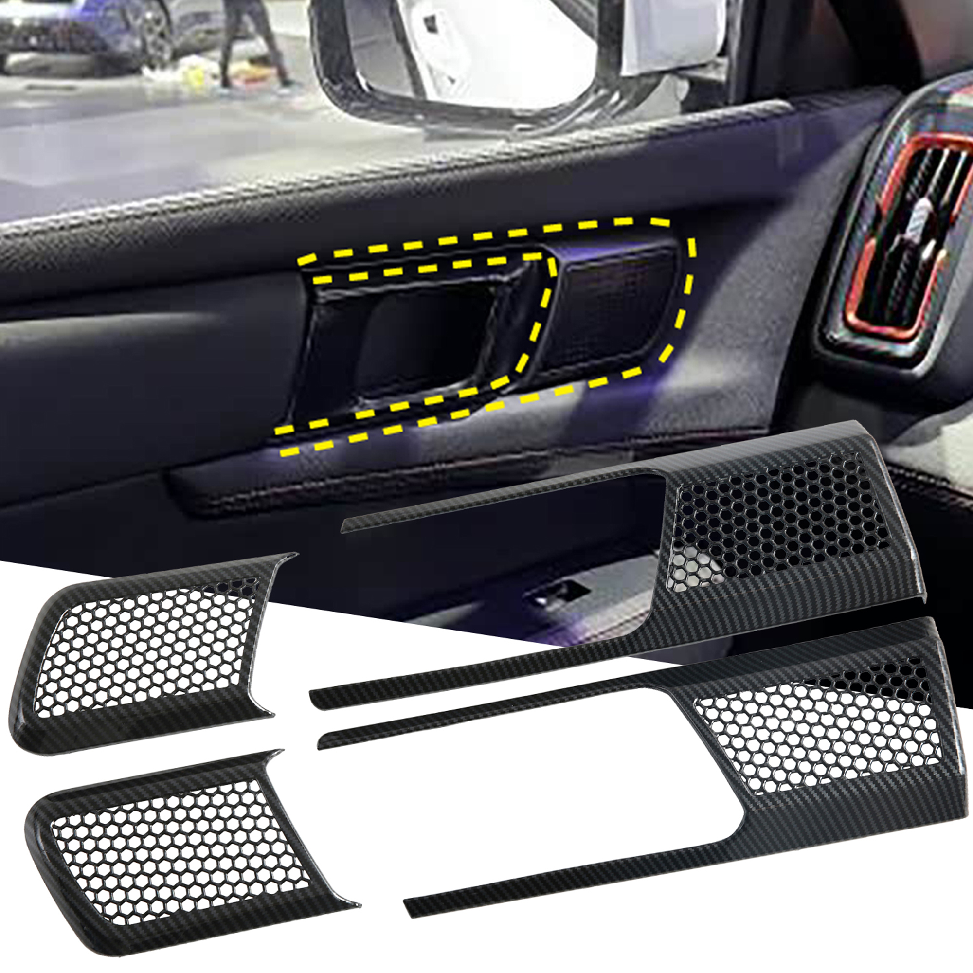Carbon Style Inner Door Handle Protective Trim Covers For BYD SHARK 2024 2025