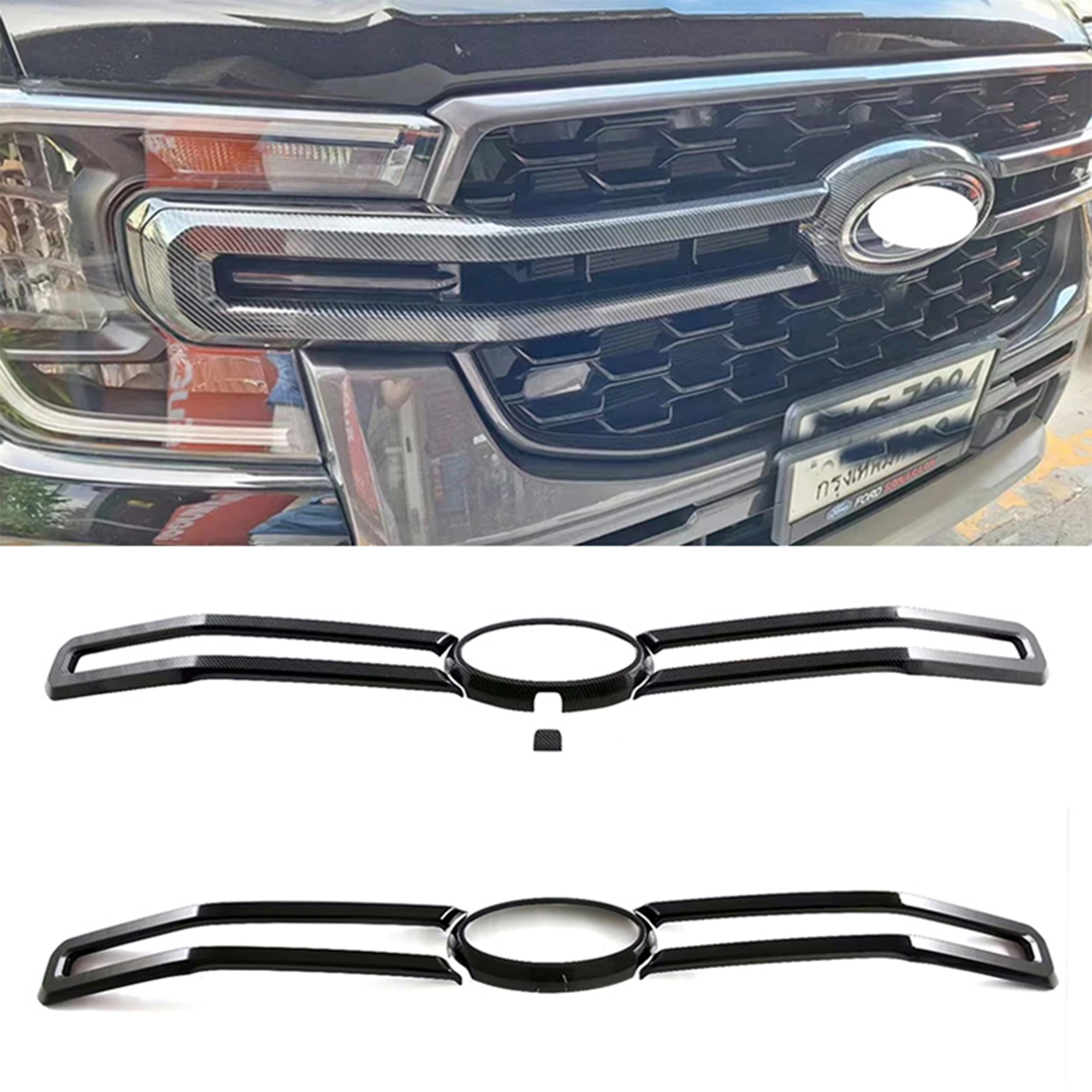 ABS Front Middle Grille Insert Bumper Overlay Ford Ranger 2023 2024 2025