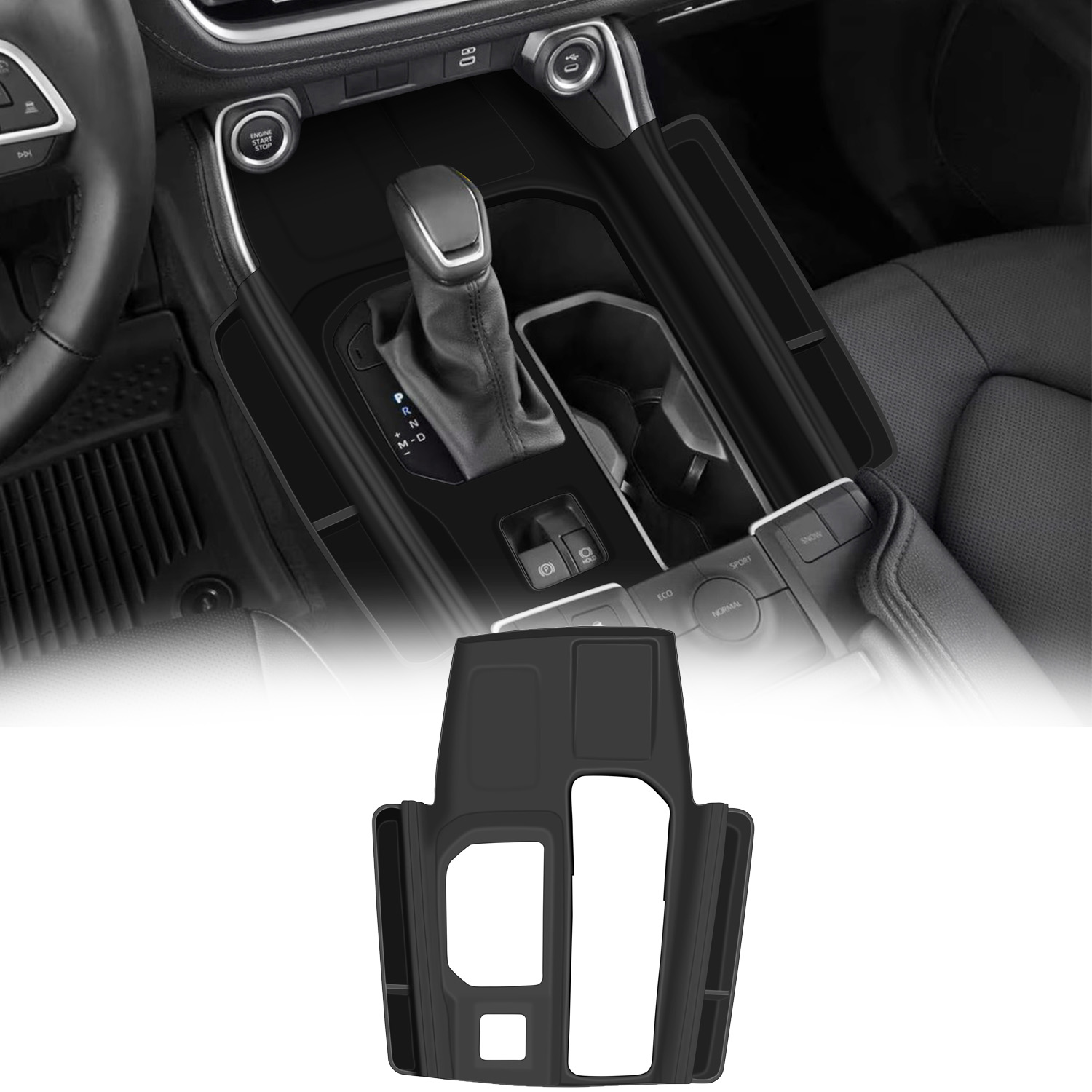 Black Style Silicone Central Control Gear Shift Panel Trim Cover For Toyota Grand Highlander 2024 2025 LHD