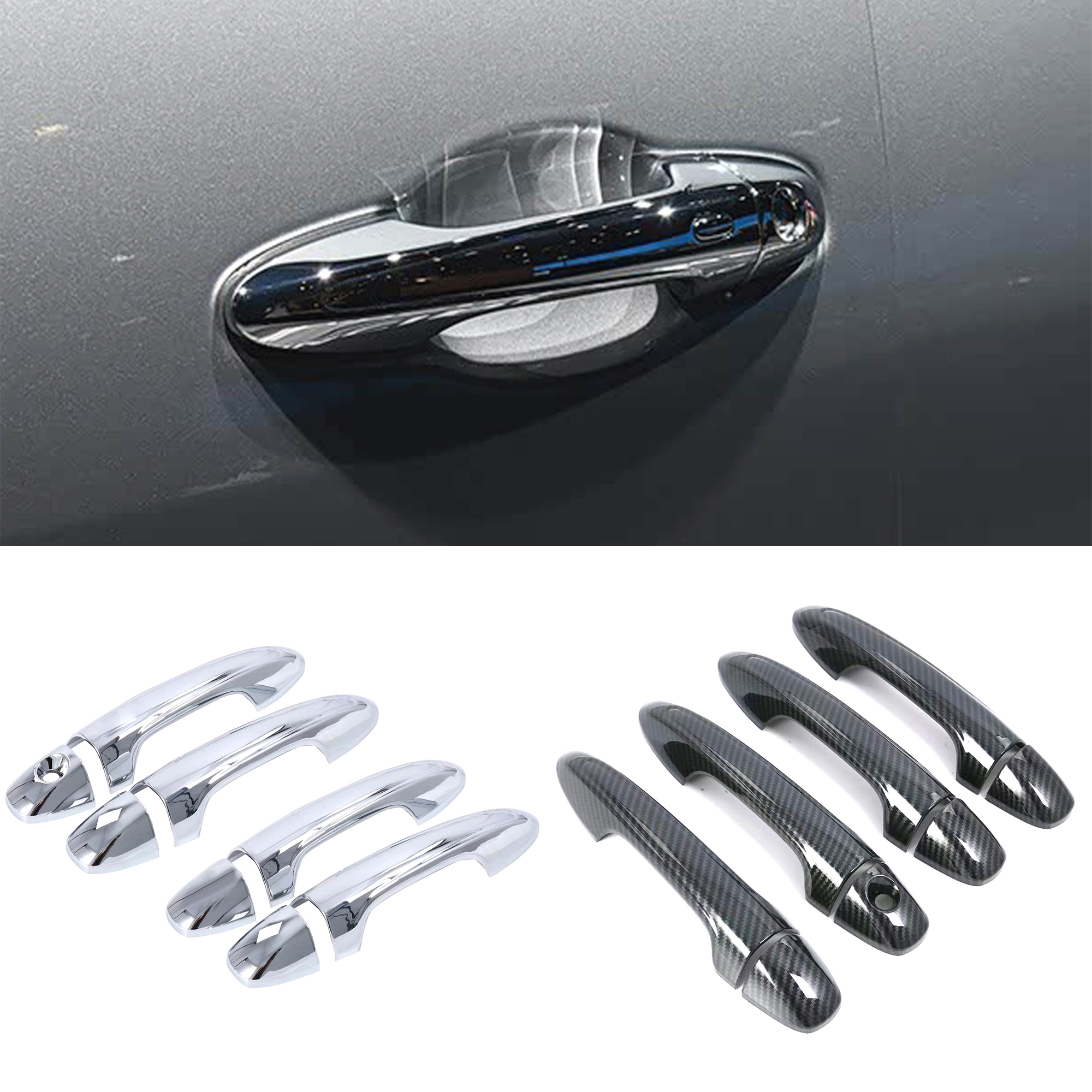8PCS Car Exterior Door Handle Cover Trim For Toyota Hilux 2016-2025 / Fortuner 2016-2023