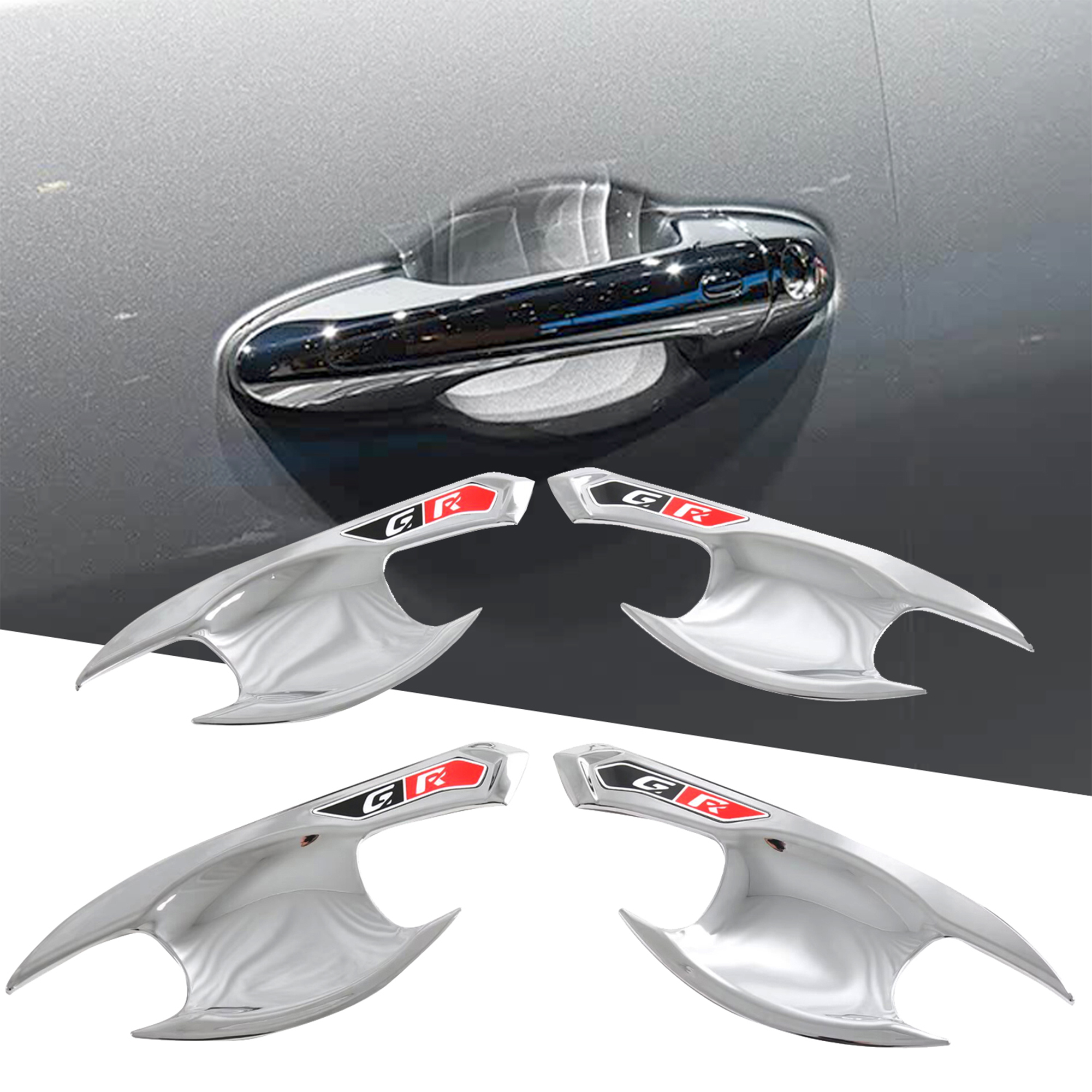 4PCS Side Door Outer Handle Bowl Cover Trim For Toyota Hilux 2016-2025