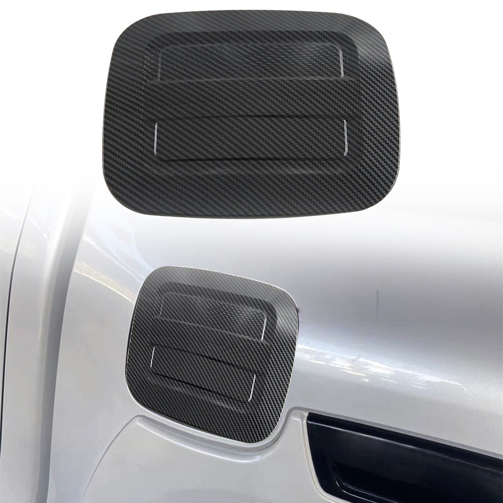 Carbon Style Oil Fuel Tank Cap Overlay Cover Trim For Toyota Hilux 2016-2025