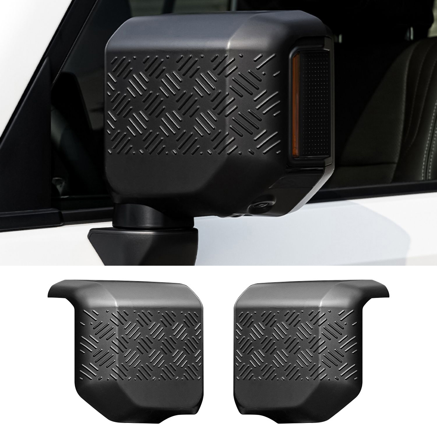 Matte Black Side Door Rearview Mirror Anti-Scratch Plate Overlay Cover Trim For Toyota Land Cruiser Prado J250 LC250 2024 2025 / Lexus ...