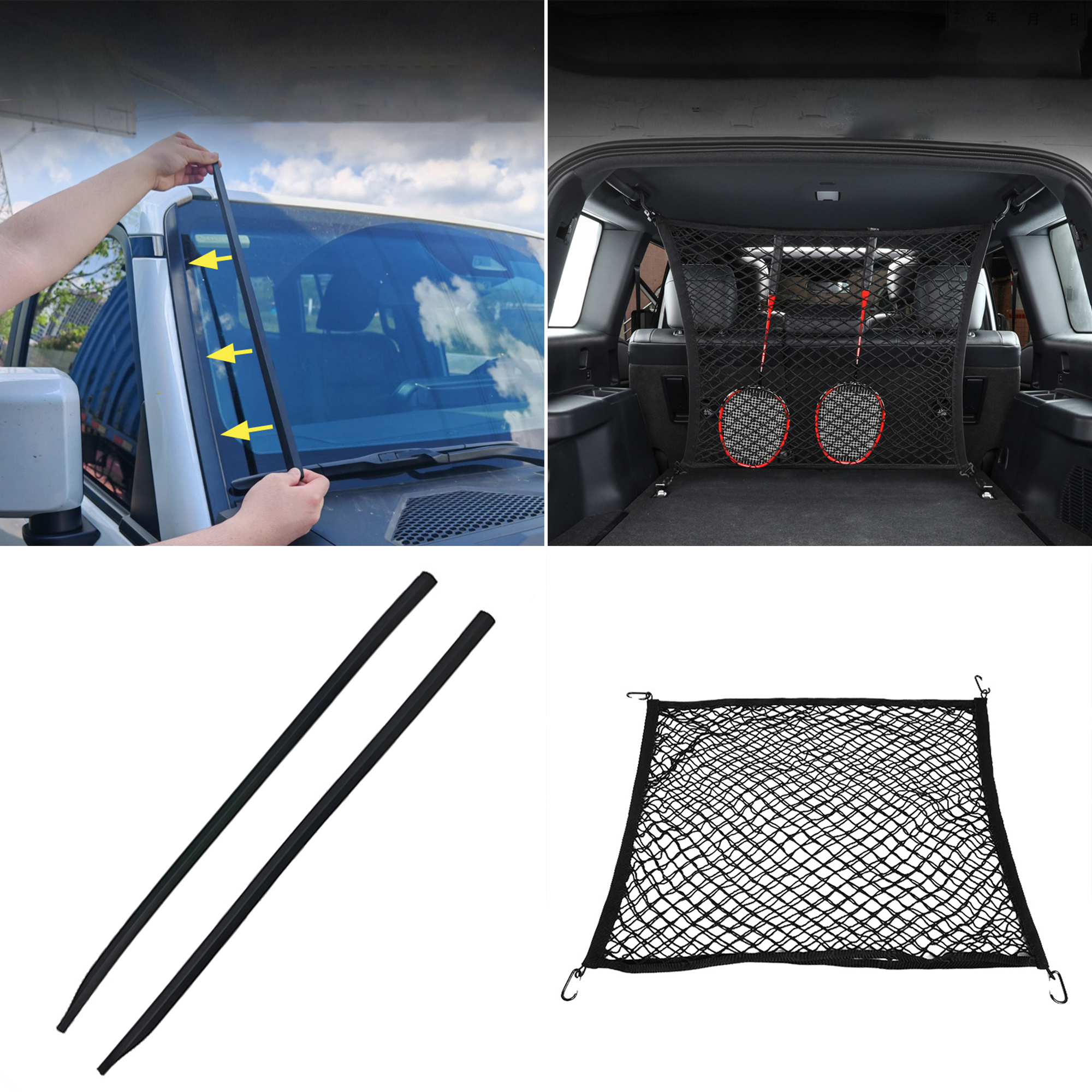 2PCS Front Windshield Sealing Strips Soundproof  And Cargo Net For Toyota Land Cruiser Prado J250 LC250 2024 2025
