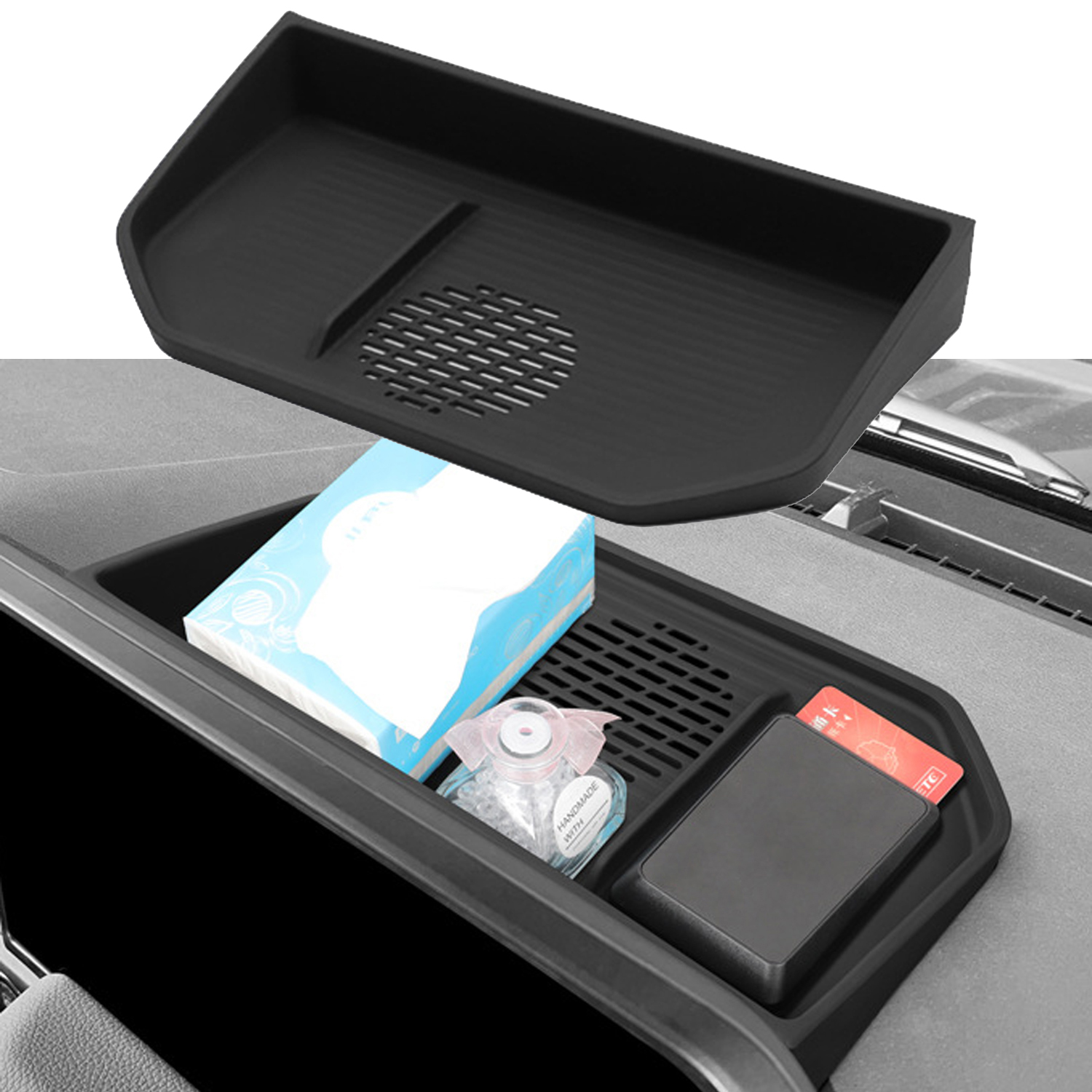 Center Console Organizer Behind Screen Storage Box Dashboard Tray For Toyota Land Cruiser Prado J250 L...