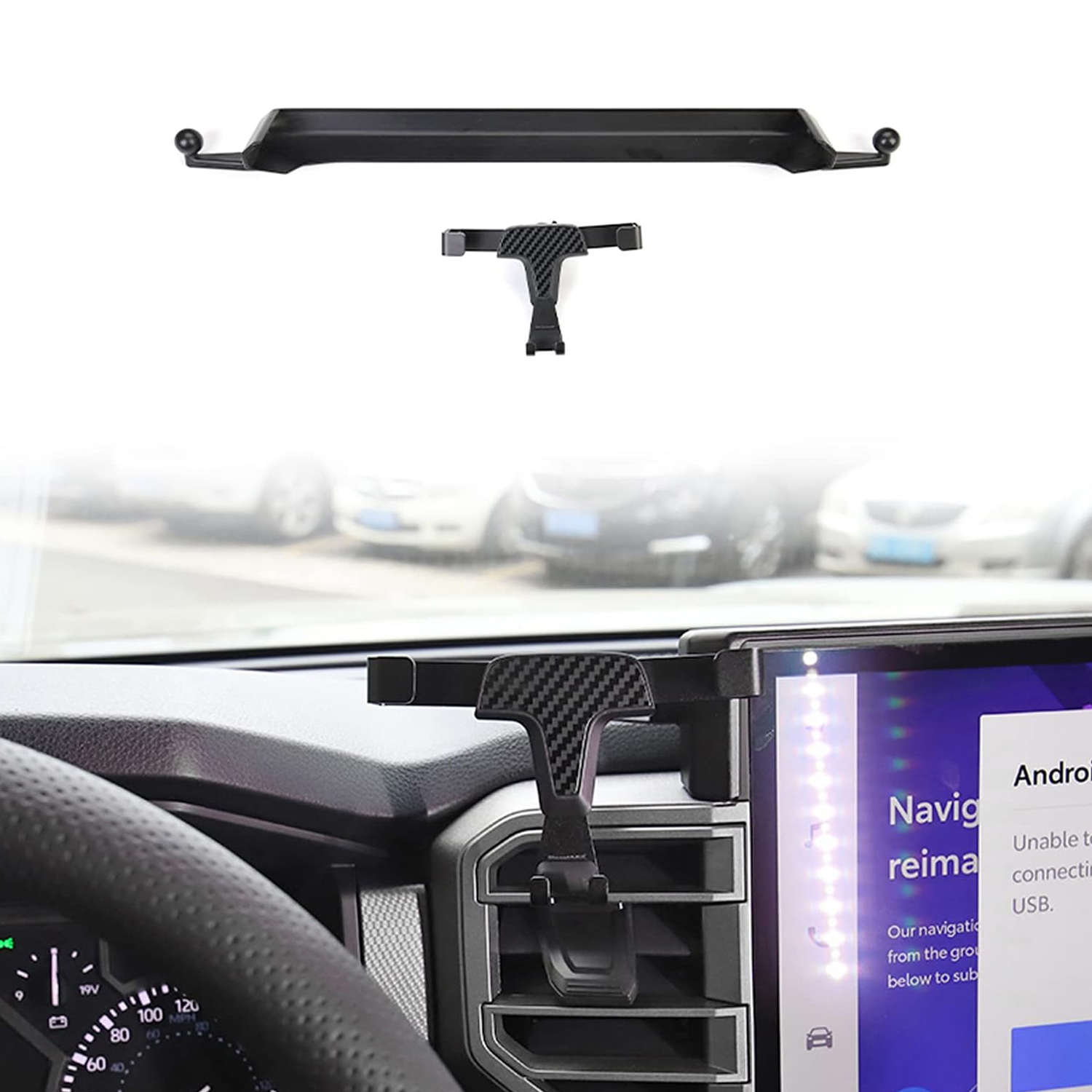 Carbon Style Car Phone Holder Car Dashboard Mount Cell Phone Cradles Adjustable Phone Stand Holder For...