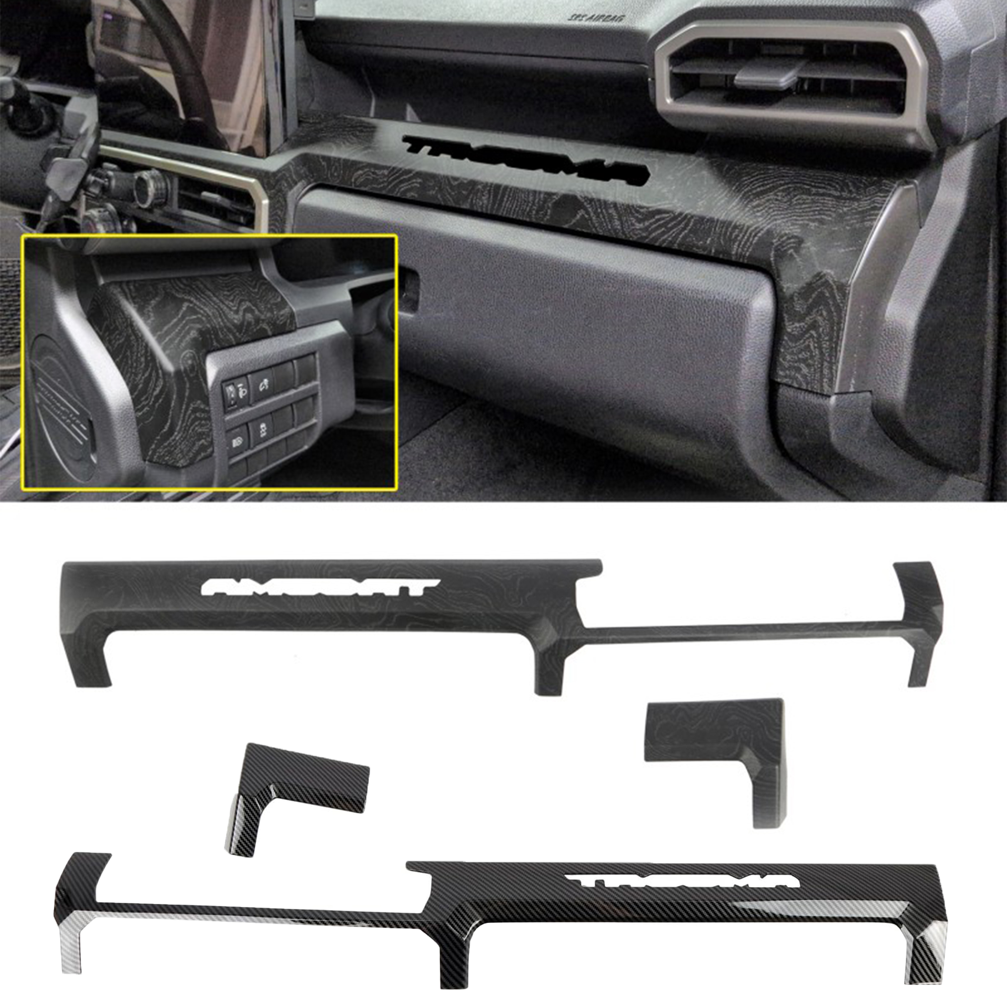 Only Fit 14.3'' Screen!!! 2PCS Dashboard Decorative Stripe Cover For Toyota 4Runner 2025 / Tacoma 2024...
