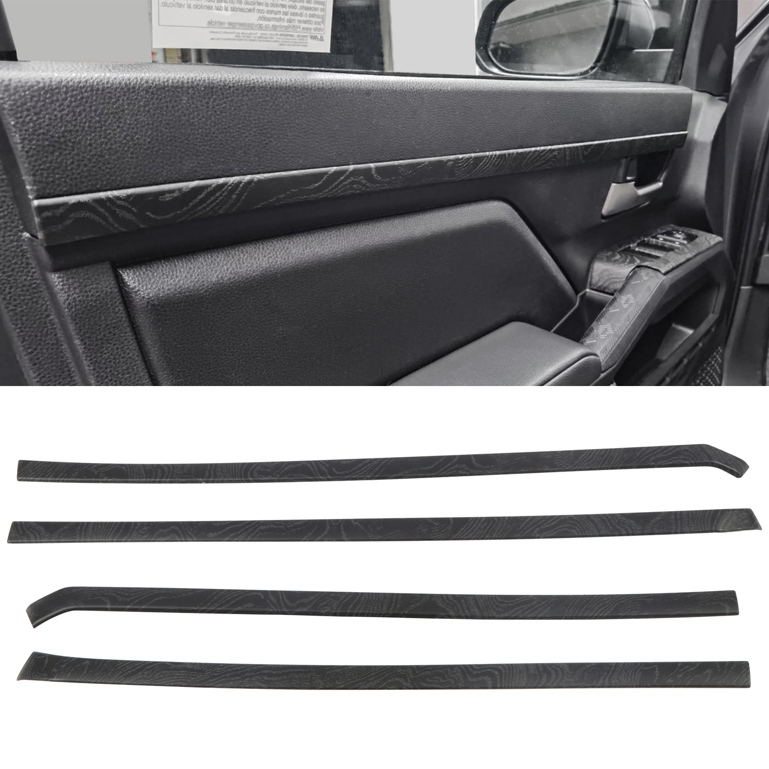 4PCS Black Wood Grain Interior Side Door Decorative Stripe Cover For Toyota 4Runner 2025 / Tacoma 2024...
