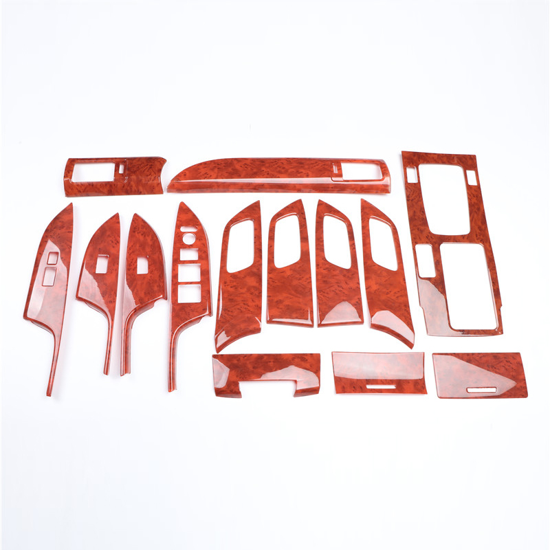  ABS Red Wood Grain Decoration Accessories Car Interior Gear Cover Trims For Honda Accord 9Th 2013-201...