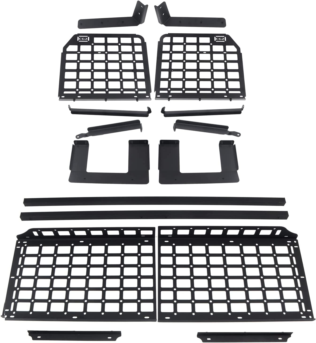  Black Style Storage Panel Shelf Middle Shelf Kit For Jeep Wrangler (JL) 4dr 2018-2022 (NOT Fit with S...