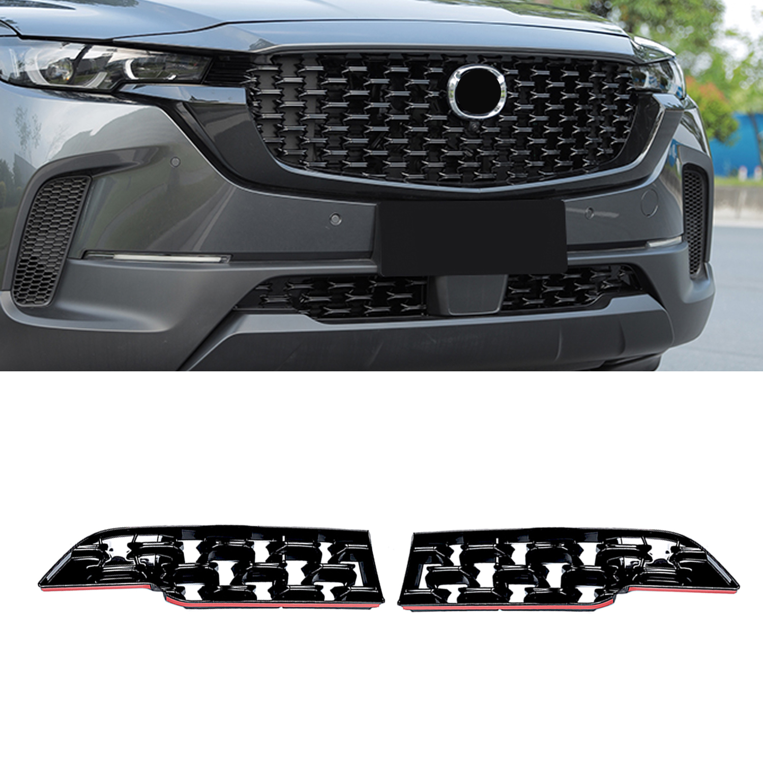 Glossy Black Front Grille Bottom Decor Cover Trim For Mazda CX-50 CX50 2023 2024