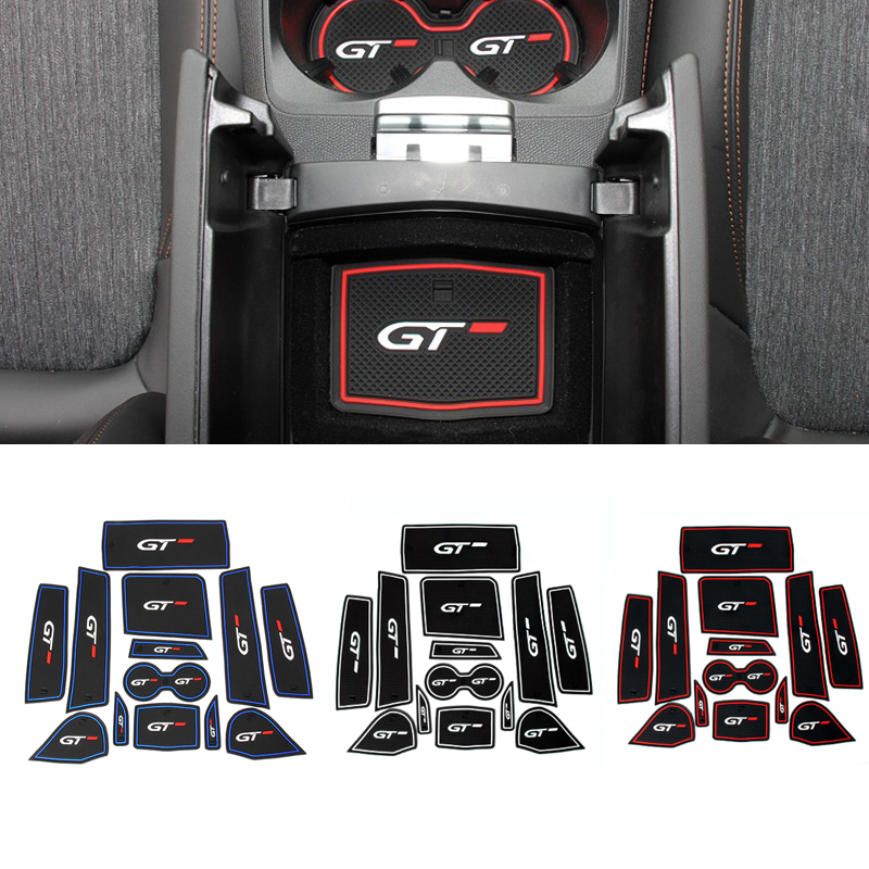 Inner Door Cup Holder Non-slip Pad Mat 13pcs For Peugeot 3008 Access / Active / Allure / GT 2016-2019