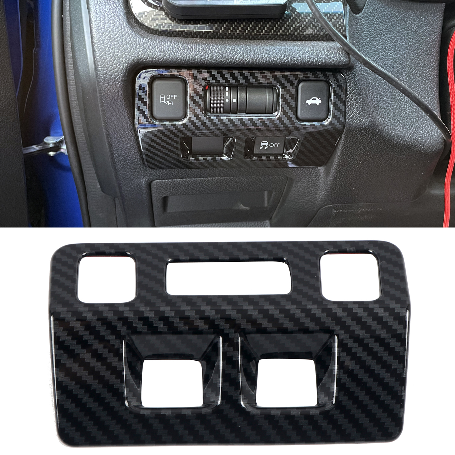  ABS Carbon Style Interior Dashboard Console Head Light Switch Cover Trim 1pcs For Subaru WRX STi 2015...