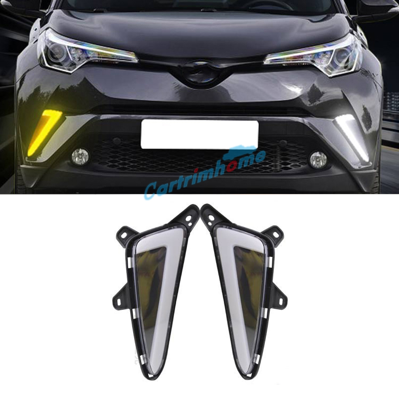 2PCS Fog Light Daytime Running Light DRL LED Day Light For Toyota C-HR CHR 2016-2019