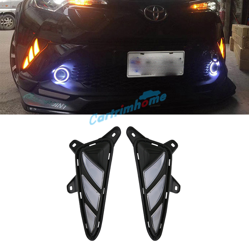 2PCS Fog Light Daytime Running Light DRL LED Day Light For Toyota C-HR CHR 2016-2019
