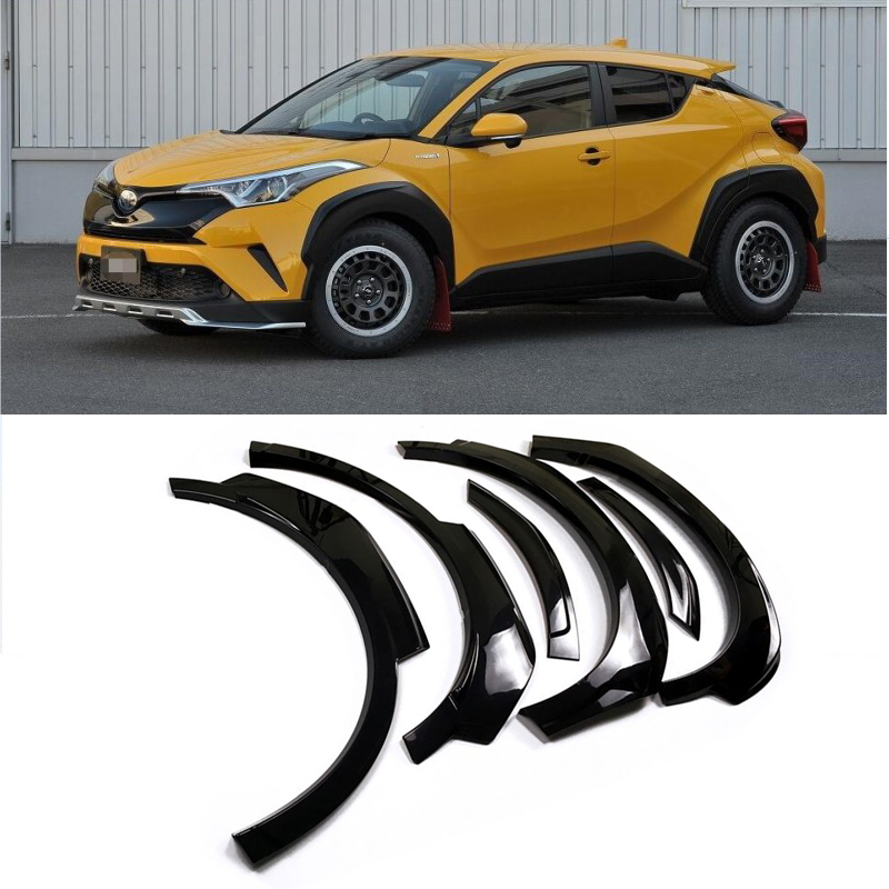 High Quality Glossy / Matte Unpainted Black Fender Flares Wheel Arch 6pcs For Toyota C-HR CHR 2016-202...