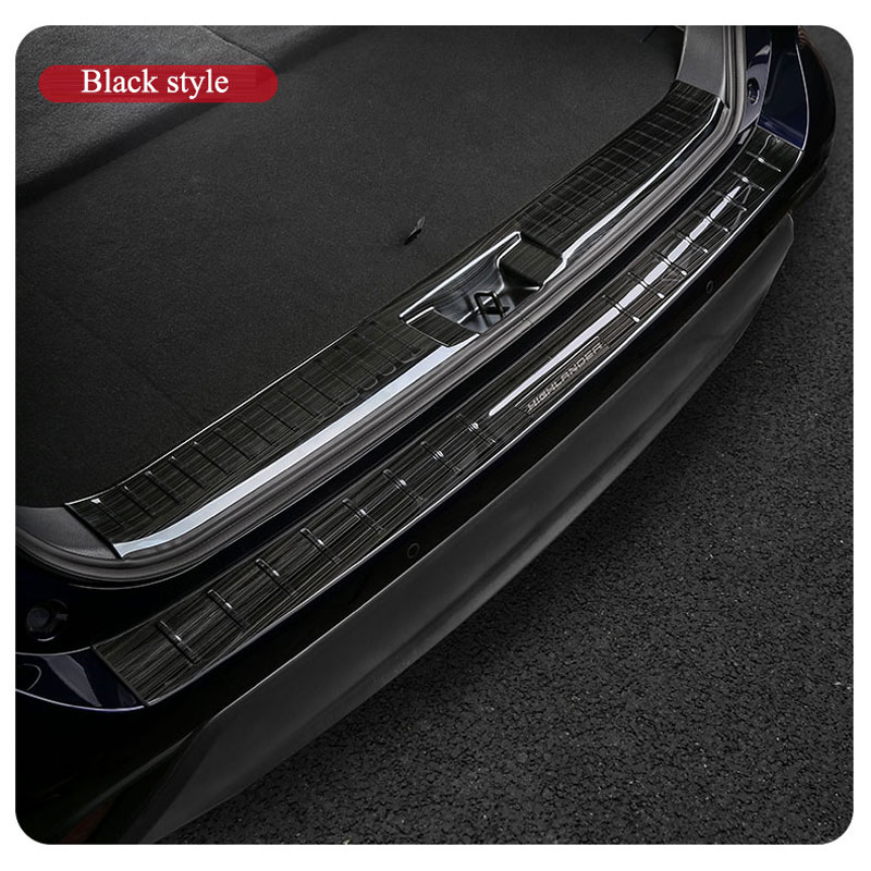 Stainless Inner+Outer Rear Bumper Protector Foot Plate Cover For Toyota Highlander 2020-2023(Not suita...