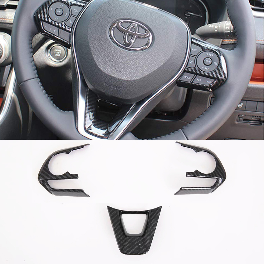 Interior ABS Carbon Style Steering Wheel Cover Trim For Toyota Corolla CROSS 2020-2023