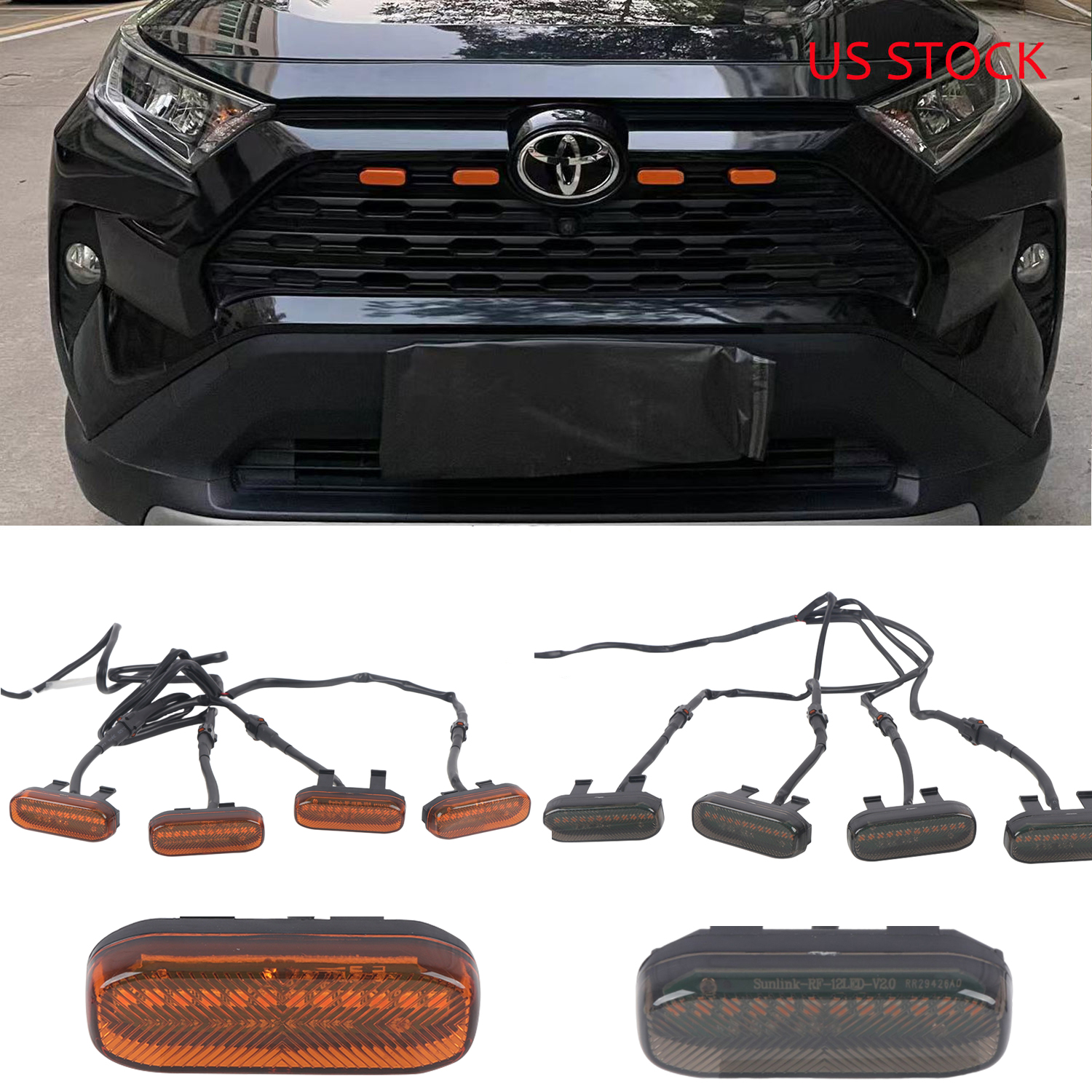 Not suitable for prime & adventure!!! PLUG & PLAY Snap-in installation LED Front Grille DRL Amber Lighting Kit For Toyota RAV4 ...