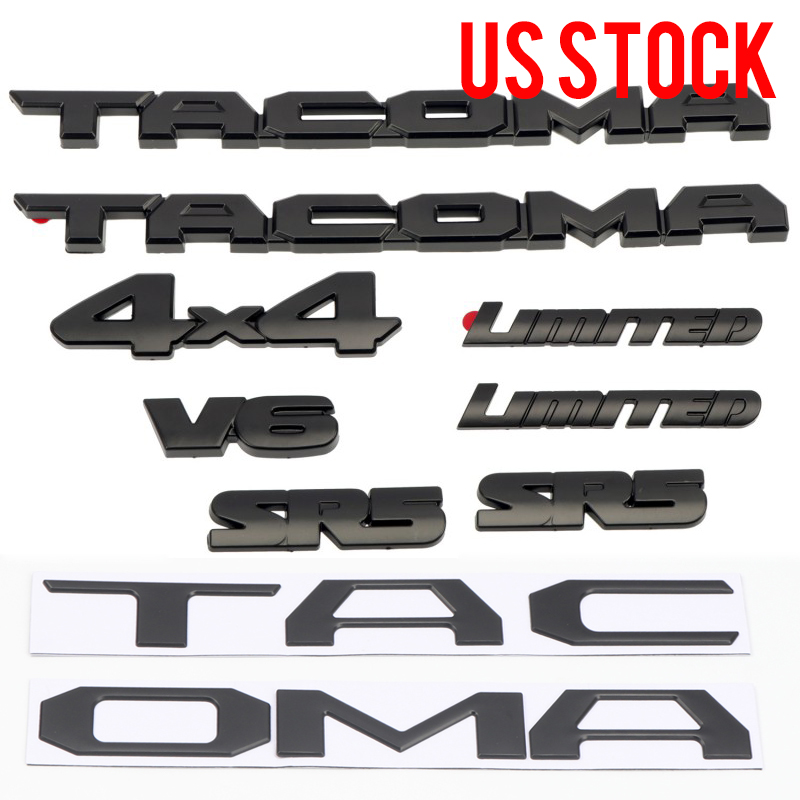 ABS Matt Blackout Emblem Overlay Kit For Toyota Tacoma 2016-2023